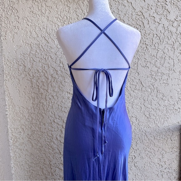 ZUM ZUM By Niki Livas VINTAGE 90s Y2K Satin Sequin Slip Mermaid Dress Blue 5 / 6 - Picture 8 of 12